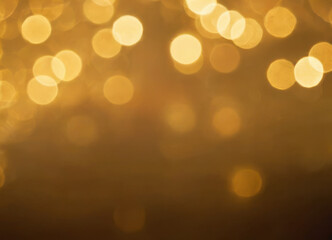 Golden abstract background with shiny golden floating bokeh.