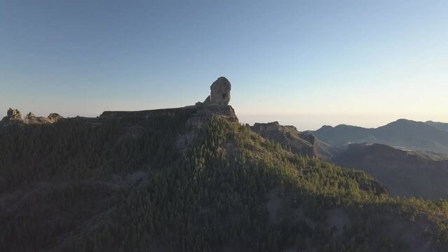 Gran Canaria Aerial view, Roque Nublo, plains and pine forests in detail recorded with drone (4K)