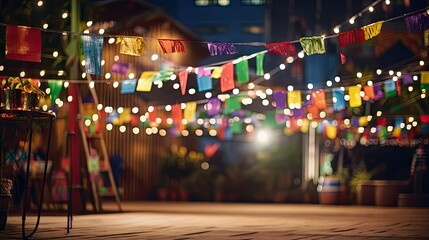 Brazilian June party mockup featuring Festa Junina elements with a string of paper flags