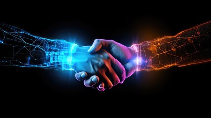 Digital composite of Handshake over dark background