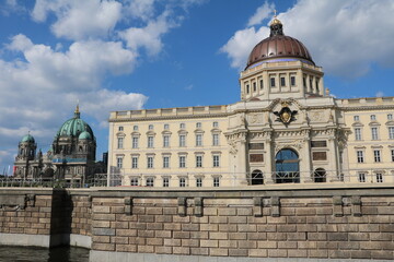 View to Berlin Cathedral and City Palace on the Spree in Berlin Germany
