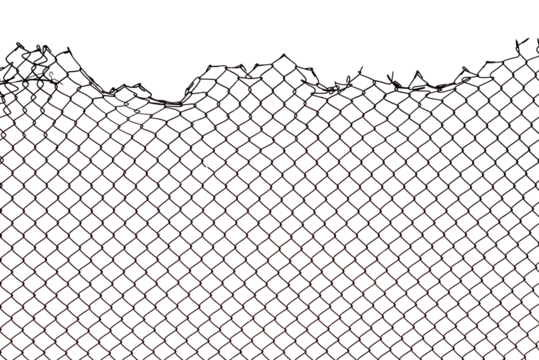 The texture of the metal mesh on a white background. Torn steel, metal mesh with holes