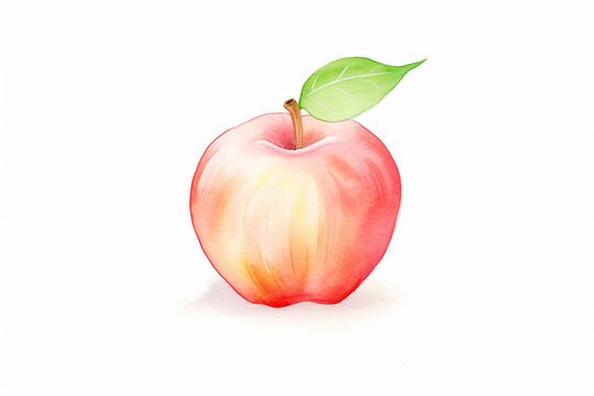 Apple, still life , cartoon drawing, water color style. AI Generated
