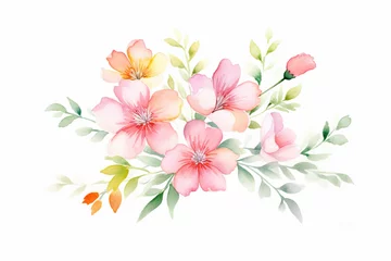 Foto op Canvas Flower, botanical illustration , cartoon drawing, water color style, AI Generated © Watercolorbackground