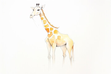 Giraffe, unique perspective , cartoon drawing, water color style, AI Generated