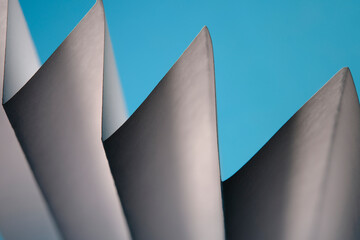 Abstract sharp triangular lines in closeup.