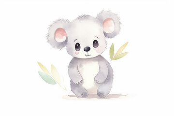 Koala, adorable image , cartoon drawing, water color style, AI Generated