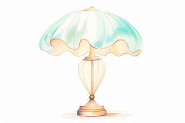 Lamp, art deco style , cartoon drawing, water color style, AI Generated