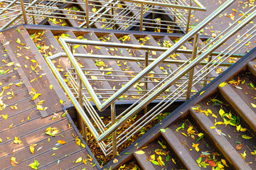metal railings on the stairs in the park.