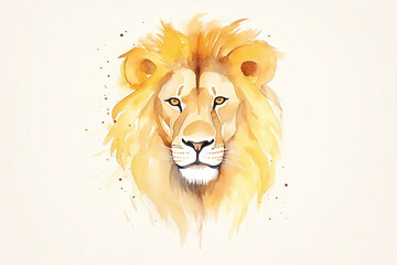 Lion, regal portrait , cartoon drawing, water color style, AI Generated