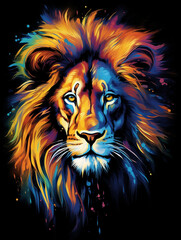 Obraz premium T-shirt design, a portrait of a majestic lion with a mane of swirling created with Generative Ai