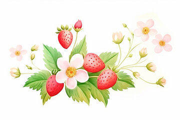Strawberry, romanticism , cartoon drawing, water color style, AI Generated