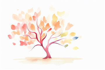 Tree, abstract art , cartoon drawing, water color style, AI Generated