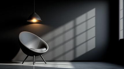 Modern interior design with elegant chair and pendant light