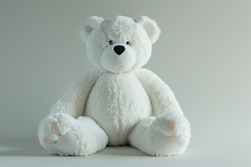 Elegant big teddy bear in white a sophisticated children's toy for big girls displayed against a neutral background emphasizing its size and timeless appeal in high definition