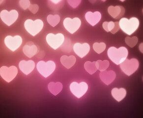 Blurred abstract background with bokeh hearts for valentines day.