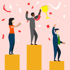 Employee Reward or recognition concept, Employee of the Month or sales person of the month, year concept