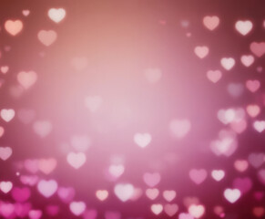Pink Blurred Abstract Background with Cute Hearts Bokeh for Valentines Dayю