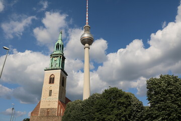 St. Mary's Church and TV Tower in Berlin, Germany