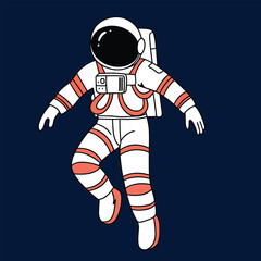 Astronaut colored outline. Isolated doodle Astronaut with colored. Hand drawn vector art