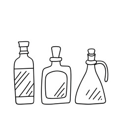 Doodle poison bottles. Outline bottles isolated on white background. Hand drawn vector art.