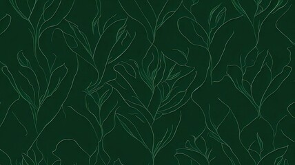 Seamless pattern with green leaves on a dark green background. floral illustration. Spring floral  Seamless Background Pattern. floral design. - Powered by Adobe