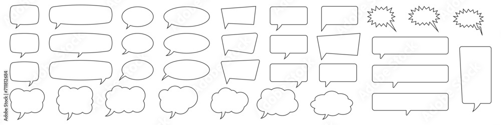 Wall mural speech bubble, speech balloon, chat bubble line art vector icon for apps and websites.