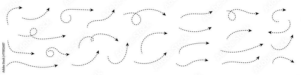 Poster curved dotted arrow. zigzag arrow stripes design with dotted lines.