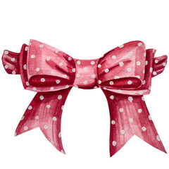 Watercolor illustration with transparent pink bow. Hand drawn watercolor illustration isolated on white background