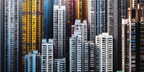 Fototapeta na wymiar High density residential architecture city downtown buildings comeliness