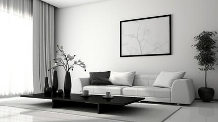 clean minimalist room background illustration neutral serene, calm sleek, organized uncluttered clean minimalist room background