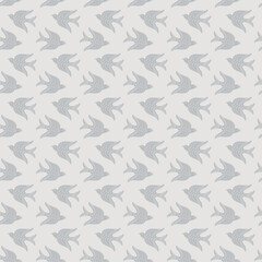 Hand drawn doodle decorative birds seamless texture, stylized folk birds silhouette seamless pattern