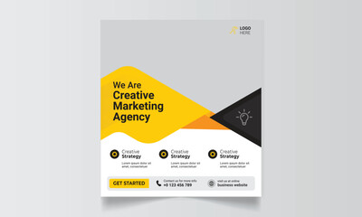 Set of Editable minimal square banner template. Black and yellow background color with stripe line shape. Suitable for social media post and web Banner ads.	