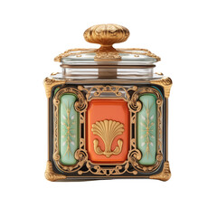 antique art-deco artdeco glass jar with macarons  - obrazy, fototapety, plakaty