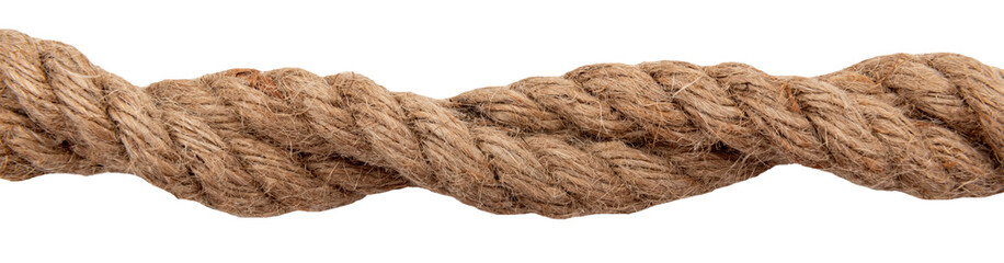 Jute. Twisted linen rope on a white background. Rope. Loop