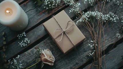 Generative AI, Valentine's Day gift box with decoration close up, muted colors, holiday photorealistic aesthetic background	
 - obrazy, fototapety, plakaty