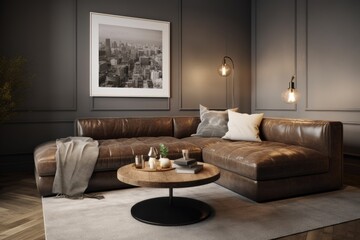 Ultra high detailed cosy snug room view with sharp wall and Canvas