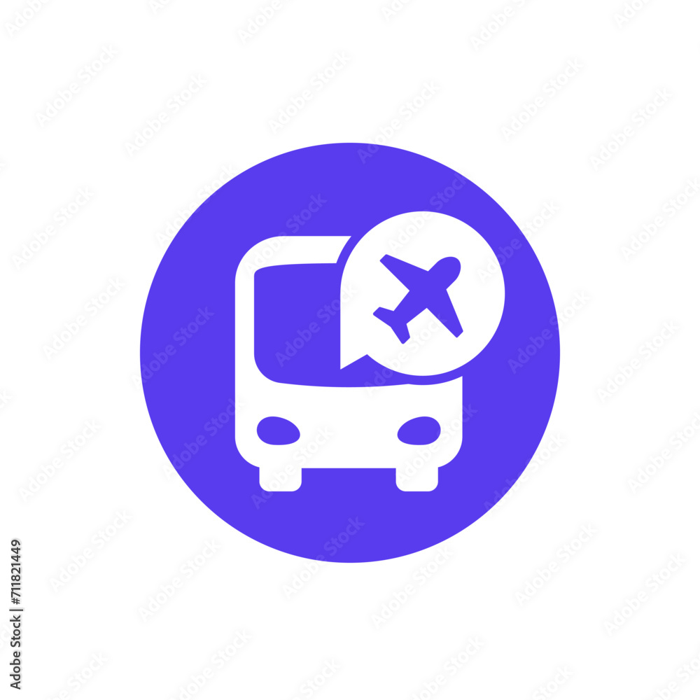 Sticker bus transfer to airport, shuttle icon