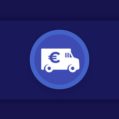 Armored truck icon with euro