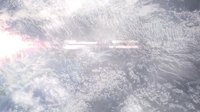 Zoom in from space and focus on Pago Pago, American Samoa. 3D Animation. Background for travel intro. Elements of this image furnished by NASA.