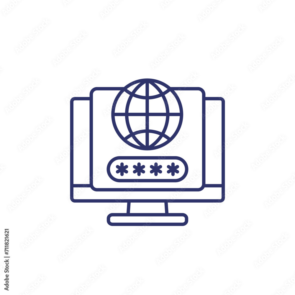 Poster password protected network line icon