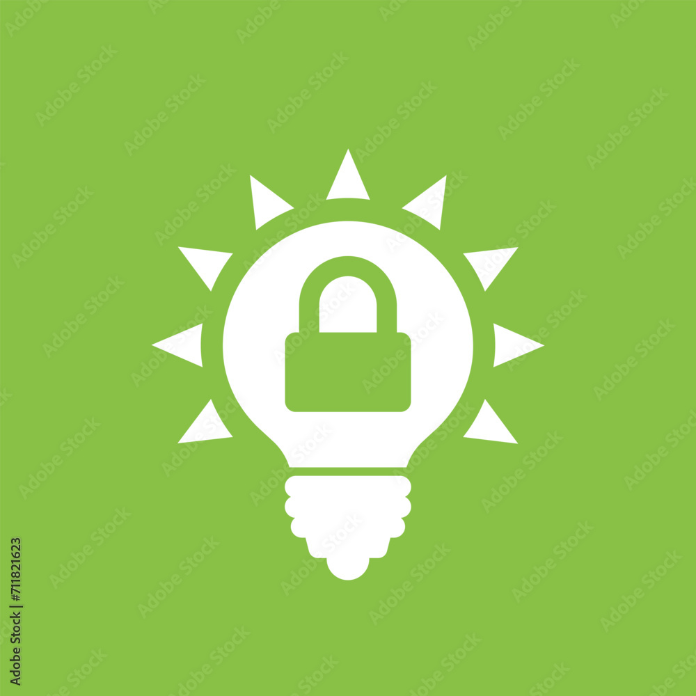 Poster patent vector icon with light bulb and lock
