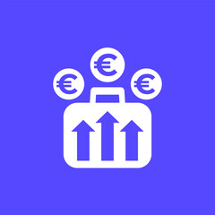 portfolio growth, profit increase icon with euro