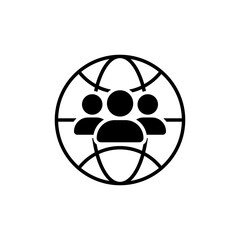 Culture, people flat icon. International team and a globe. Nationality, Social issues, equal rights, help or support employee, community care, age and culture diversity, people group save