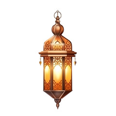 Timeless radiance hanging golden lantern transparent on transparent background
