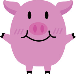 Cute pink pig standing vector