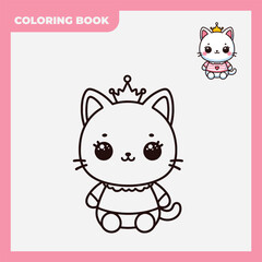 coloring book sketch illustration design for children, with sketches of cute and adorable cats