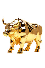 golden bull statue isolated on transparent background