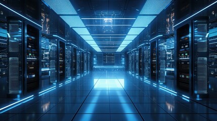 Obraz premium Futuristic IT Server Room