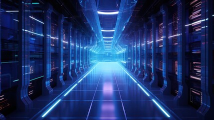 Obraz premium Futuristic IT Server Room